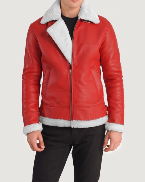 Francis B-3 Red Leather Bomber Jacket